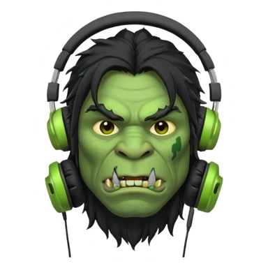 long haired ork with headphones sticker
