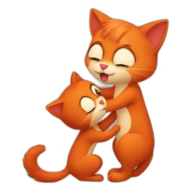 red cat and red squirrel kissing sticker
