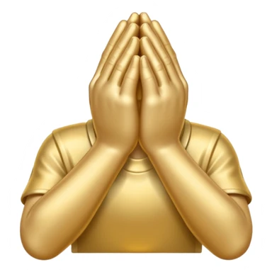 Emoji-style praying metallic hands, realistic proportions, clean outlines sticker