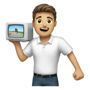 A man throwing TV sticker