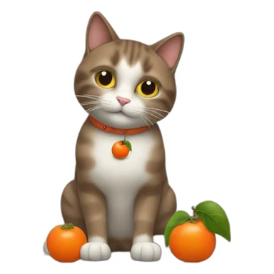 the cat holds a persimmon in its paws sticker