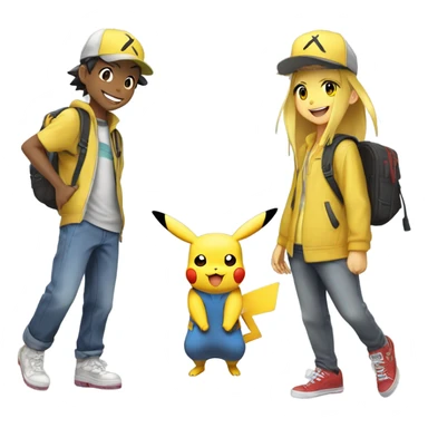 Pikatchua and Ash from pokemon  sticker