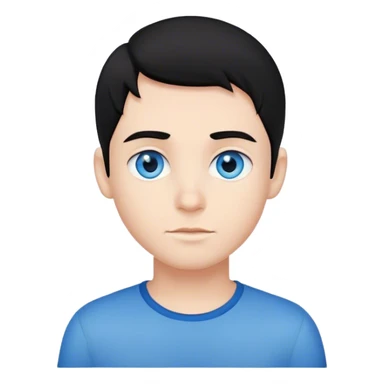 boy with black hair close-up and blue eyes sticker