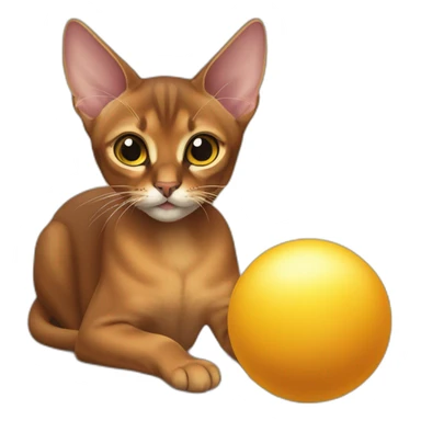 Abyssinian cat play with a small fur ball sticker
