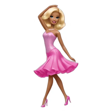 barbie vestida de rosa bailando sticker