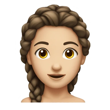 Bust of a beautiful girl. She has fair skin, a beautiful smile, a small nose, dark brown eyes and long eyelashes, she has dark hair that is braided in 2 spikelets sticker