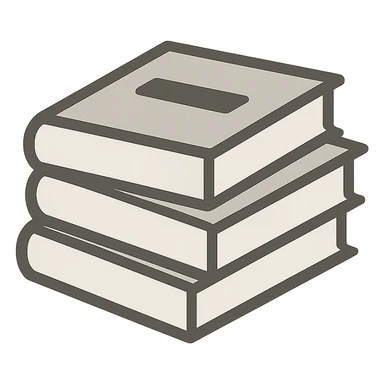 modern, simple icon of a stack of books with clear lines and neutral colors, no folder, just the symbol sticker