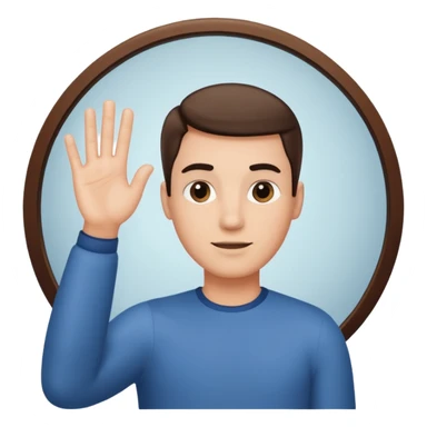 An man looking into a mirror holding his hand up sticker