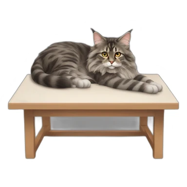 maincoon cat lying on a desk sticker