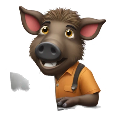 Wild boar working in a computer like ig he worked as a marketing guy sticker