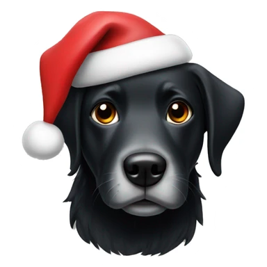 Black dog with Christmas hat sticker