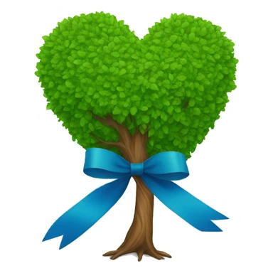Heart shaped tree + blue ribbon sticker