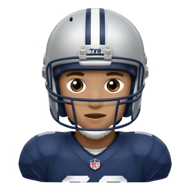 football player wearing white, silver, navy blue colors, and helmet should say 784 sticker