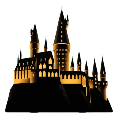 Harry Potter series, Hogwarts castle silhouette with a few stars, outline only sticker