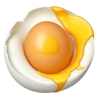 egg object icon, cracked egg with yolk, 3D cartoon, mobile game icon style, clean background, no text, no watermark
 sticker