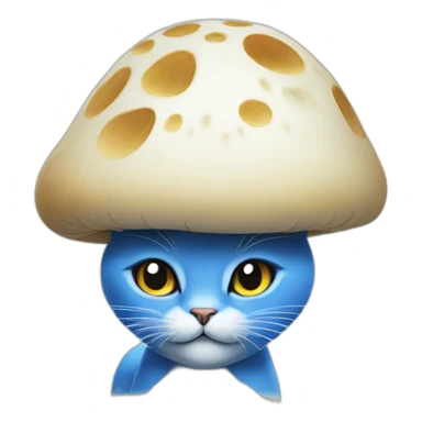 A blue cat with a white mushroom on is head sticker