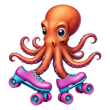 octopus in roller skates sticker