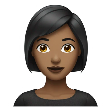 black woman with black short bob and a nice top sticker