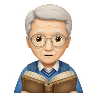 elderly holding book sticker