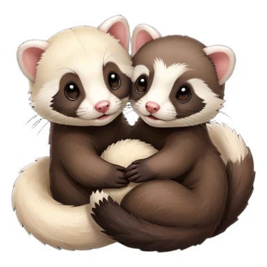 Dark ferret and light ferret cuddling sticker