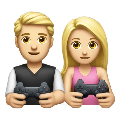 A young blond couple playing Playstation sticker