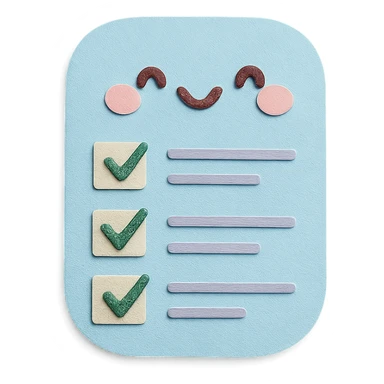 soft pastel kawaii rounded to-do list sticker with cute checkboxes, paper craft style, pastel blue background sticker