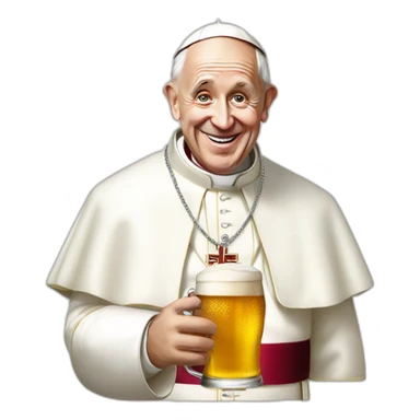 the pope with a pint of lager sticker
