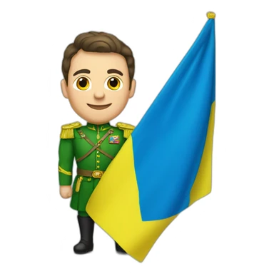 Zelenskiy with Ukrainian flag sticker