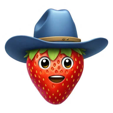 strawberry wearing cowboy hay sticker