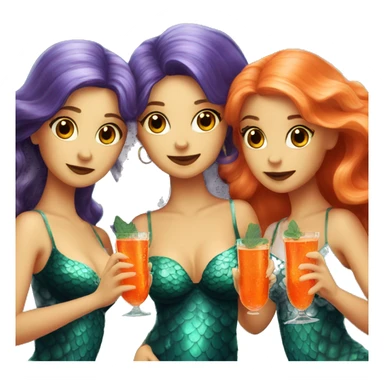 Three beautiful mermaids drinking aperol sticker