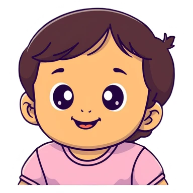 face of smiling baby girl with big eyes, medium skin tone, and dark hair sticker