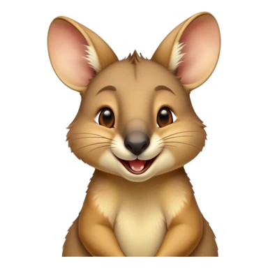 Cinematic Cute Yawning Wallaby Portrait Emoji, Head tilted slightly with a dramatic, wide-open yawn, showcasing a soft, downy tan fur with gently drooping ears, round amber eyes barely open in drowsy contentment, Simplified yet irresistibly adorable features, highly detailed, glowing with a soft, cozy glow, high shine, relaxed yet expressive, stylized with a touch of outback charm, bright and endearing, soft glowing outline, capturing the essence of a sleepy yet affectionate wallaby, so drowsy it feels like it could stretch out of the screen and curl up for a nap! sticker