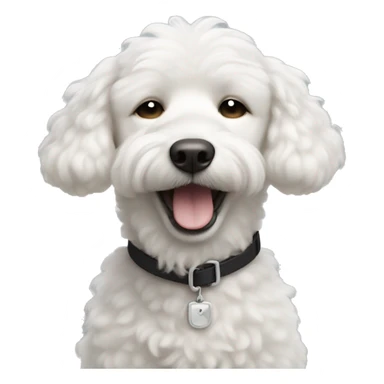 white caniche with closed eyes smiling sticker