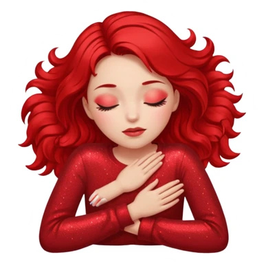 red glitter girl with eyes lying on the floor sticker