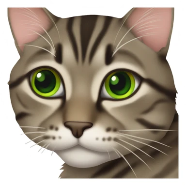 Dark brown tabby cat with slanted Green eyes sitting sticker