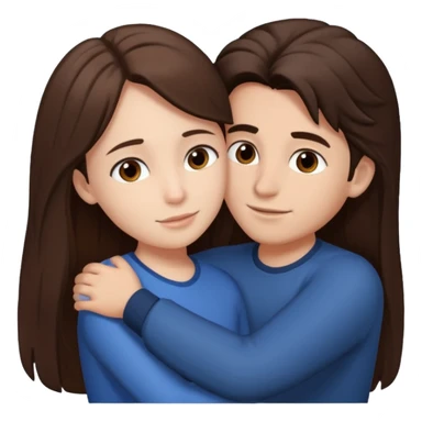 boy with dark brown hair hugging a girl with long brown hair sticker