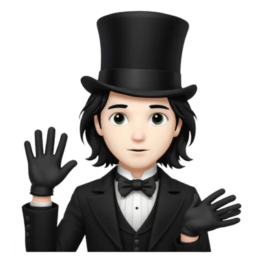 Male Goth with Top Hat
 Wavy shoulder-length hair, white skin, black suit and gloves, pale skin tone. sticker