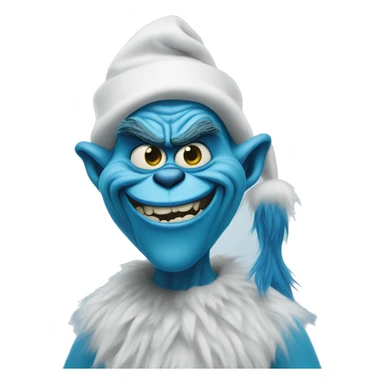 Blue grinch making devious face sticker