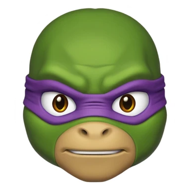 Donatello from Teenage Mutant Ninja Turtles, emoji style, head only, with a determined expression sticker