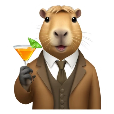 Capybara wearing a bow and holding a martini  sticker
