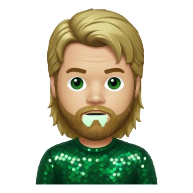 Ryan Dunn from Jackass with long dark blonde hair, dark green sequin outfit sticker