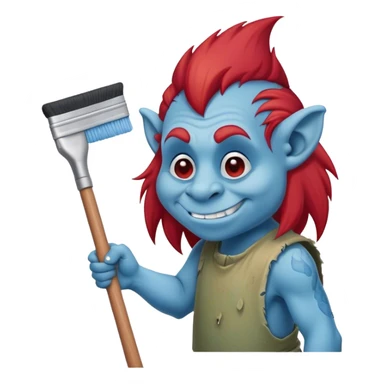 Troll cleaning window with squeegee blue and red sticker