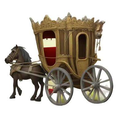 medival wodden horse carriage full of medival things without a horse sticker