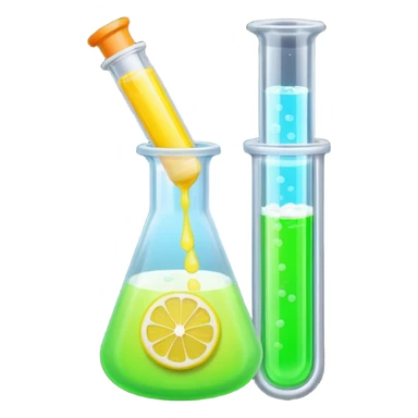 hi-lighters lemon baking soda uv light glowing formula in beaker/ test tube and baking soda in lab sticker
