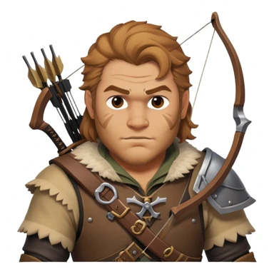 Varric Tethras from Dragon Age with crossbow and chest hair sticker