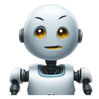 a robot sweating and smiling nervously sticker