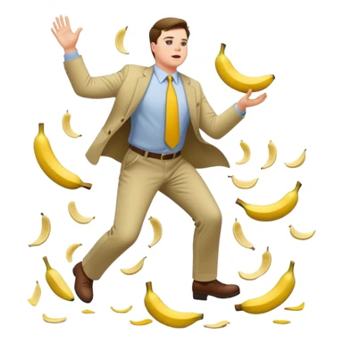 JD Vance with one foot stepping on a single banana peel on the ground, falling backwards sticker