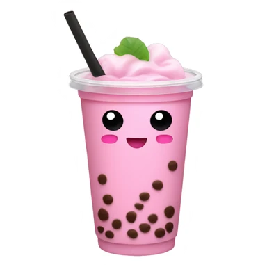 Pink boba tea sticker
