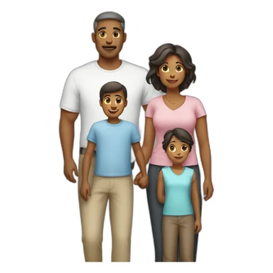 Family with father, mother, boy, girl sticker