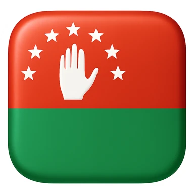 Abkhazian flag emoji with a white hand and seven stars on a red and green background sticker